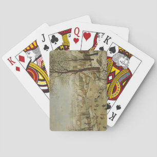 Winter Landscape with Bird Trap (oil on panel) Playing Cards