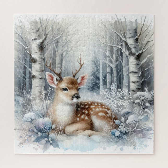 Winter Landscape With Deer Jigsaw Puzzle (Vertical)