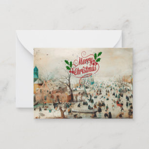Winter Landscape with Ice Skaters - Christmas Card