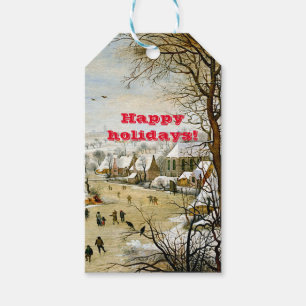 Winter Landscape with Ice skaters  Gift Tags
