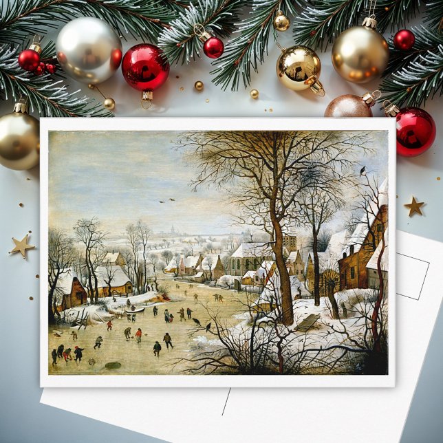 Winter Landscape with Ice skaters Postcard (Creator Uploaded)