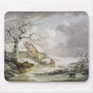 Winter Landscape with Men Snowballing an Old Woman Mouse Pad