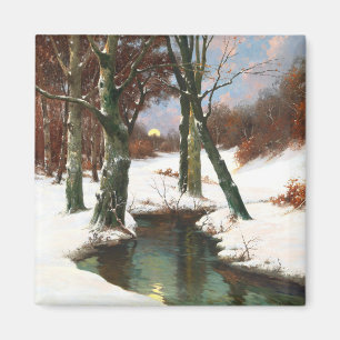 Winter Landscape With Rising Moon Magnet