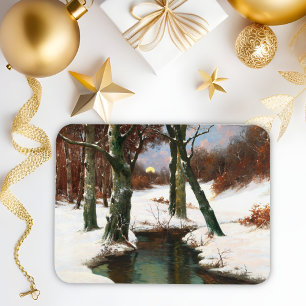 Winter Landscape With Rising Moon Magnet