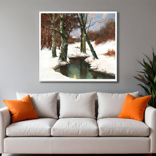 Winter Landscape With Rising Moon Poster