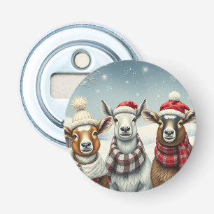 Winter Landscape with Sheep and Cabin Bottle Opener