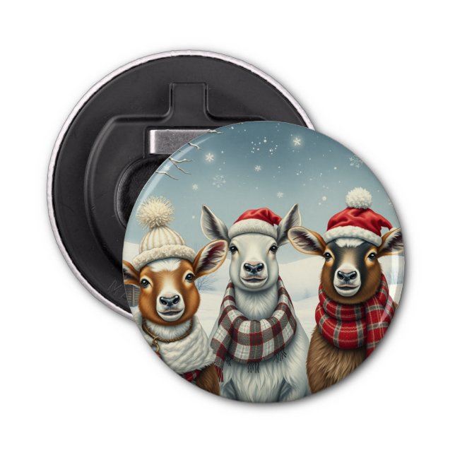 Winter Landscape with Sheep and Cabin Bottle Opener (Front)