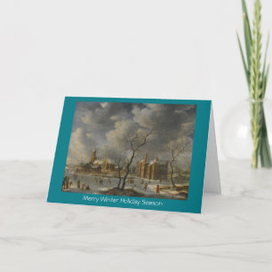 Winter Landscape with Skaters On Frozen Lake card