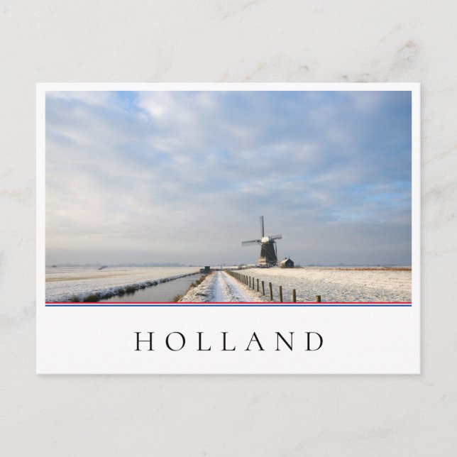 Winter landscape with snow and windmill in Holland Postcard (Front)