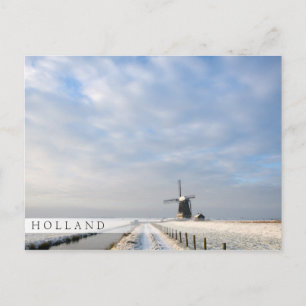 Winter landscape with snow and windmill in Holland Postcard