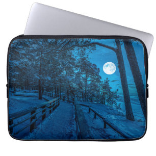 Winter landscape with snow covered pine forest laptop sleeve