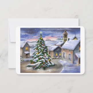 Winter landscape with snowy village