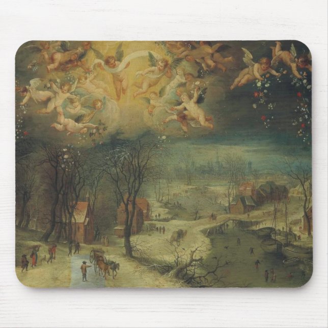 Winter Landscape With Villagers Gathering Wood Mouse Pad (Front)