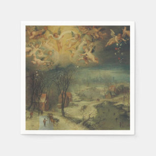 Winter Landscape With Villagers Gathering Wood Napkin