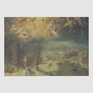 Winter Landscape With Villagers Gathering Wood Tissue Paper