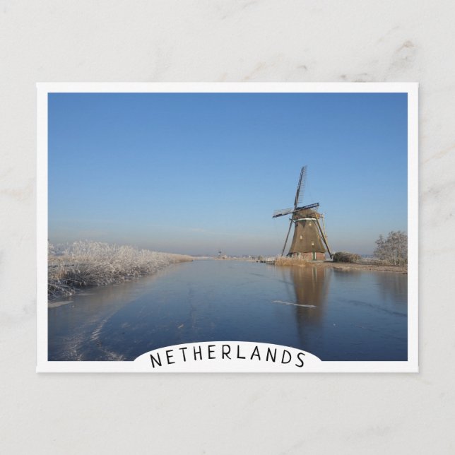 Winter landscape with windmill and ice postcard (Front)