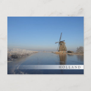 Winter landscape with windmill and ice postcard