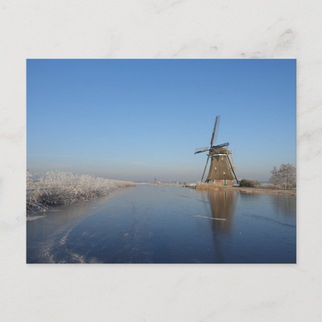 Winter landscape with windmill and ice postcard (Front)