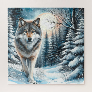 Winter Landscape With Wolf Jigsaw Puzzle