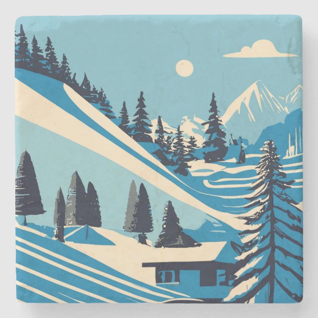 Winter landscapes stone coaster (Front)