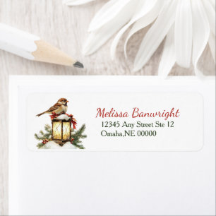Winter Lantern and Chickadee Return Address Label