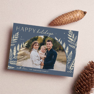 Winter Laurel Happy Holidays Photo Card
