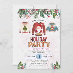 Winter Laurel   Holiday Cocktail Party Invitation