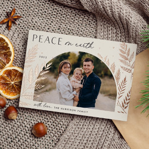 Winter Laurel   Peace on Earth Photo Foil Holiday Card