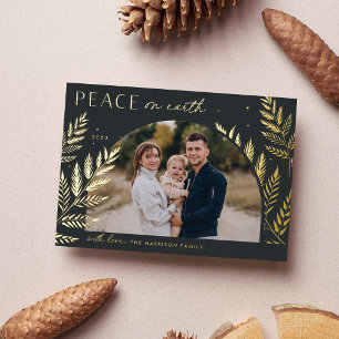Winter Laurel   Peace on Earth Photo Foil Holiday Card