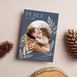 Winter Laurel Peace On Earth Photo Holiday Card