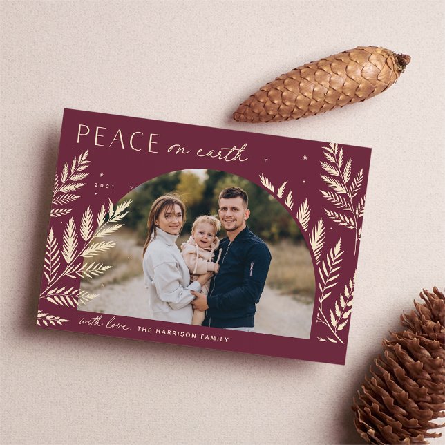 Winter Laurel | Peace on Earth Photo Holiday Card (Creator Uploaded)