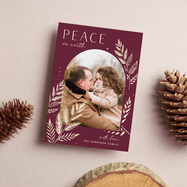 Winter Laurel | Peace On Earth Photo Holiday Card (Creator Uploaded)