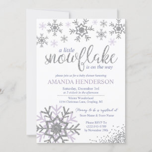 Winter Lavender Snowflake Baby Shower Invitation