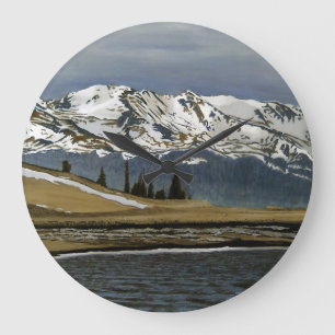 Winter Leadville Colorado Mountain Landscape Large Clock