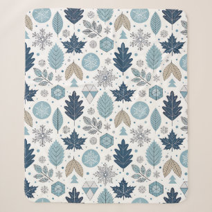 Winter Leaves and Snow Shapes Sherpa Blanket