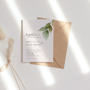 Winter Leaves Floral Watercolor Wedding Invitation