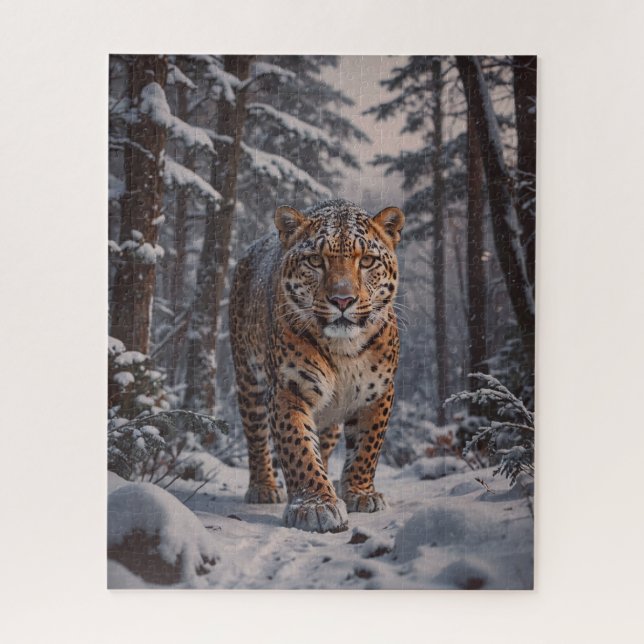 Winter Leopard Puzzle (Vertical)