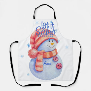 Winter Let It Snow Snowman Apron