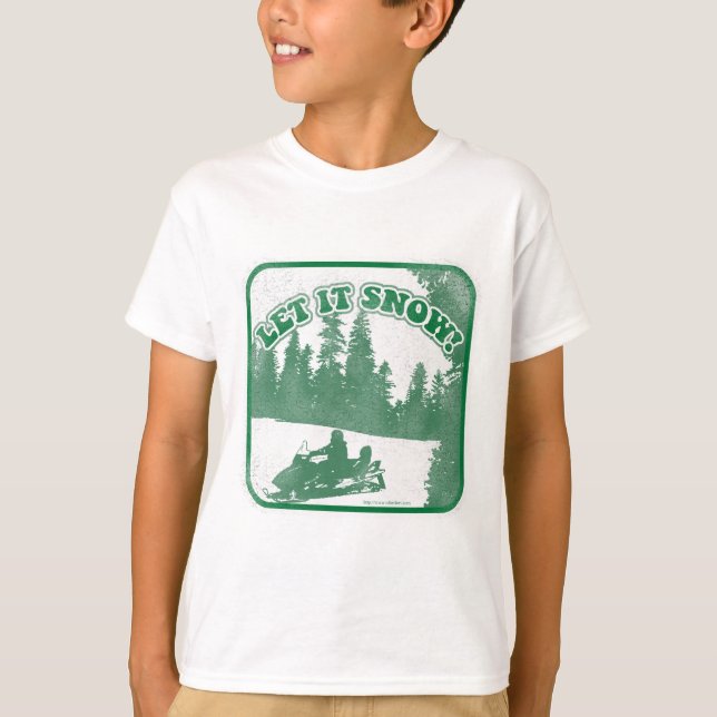 Winter Let It Snow Snowmobile Slogan T-Shirt (Front)