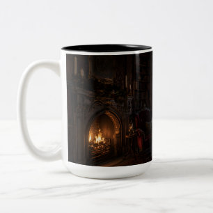 Winter Library Tree Black Mug Soothing Savage