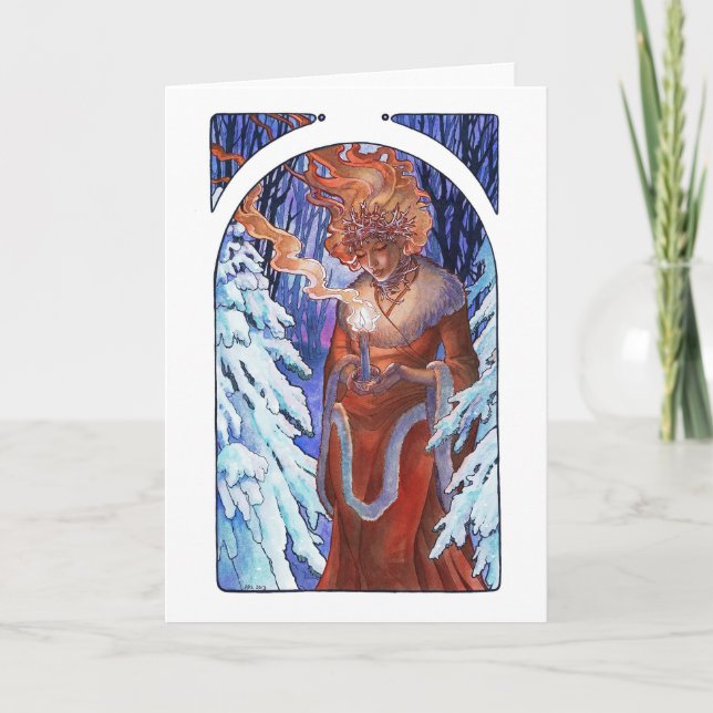 Winter Light Art Nouveau Goddess Card (Front)