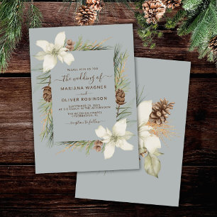 Winter Light Grey Elegant Script Wedding Invitation