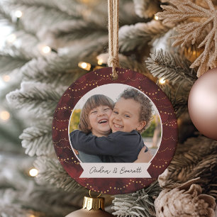 Winter Lights Double Sided Personalised Photo Ceramic Ornament