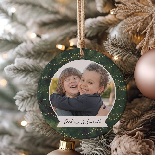 Winter Lights Double Sided Personalised Photo Ceramic Ornament (Creator Uploaded)
