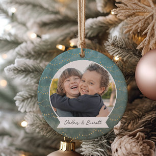 Winter Lights Double Sided Personalised Photo Ceramic Ornament