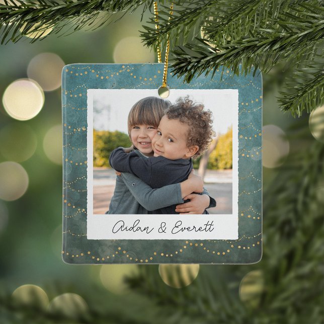 Winter Lights Double Sided Personalised Photo Ceramic Ornament (Creator Uploaded)