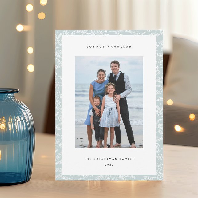 Winter Lights | Modern Vertical Photo Hanukkah Holiday Card (Creator Uploaded)