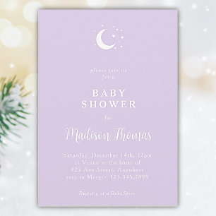Winter Lilac Moon and Stars Invitation