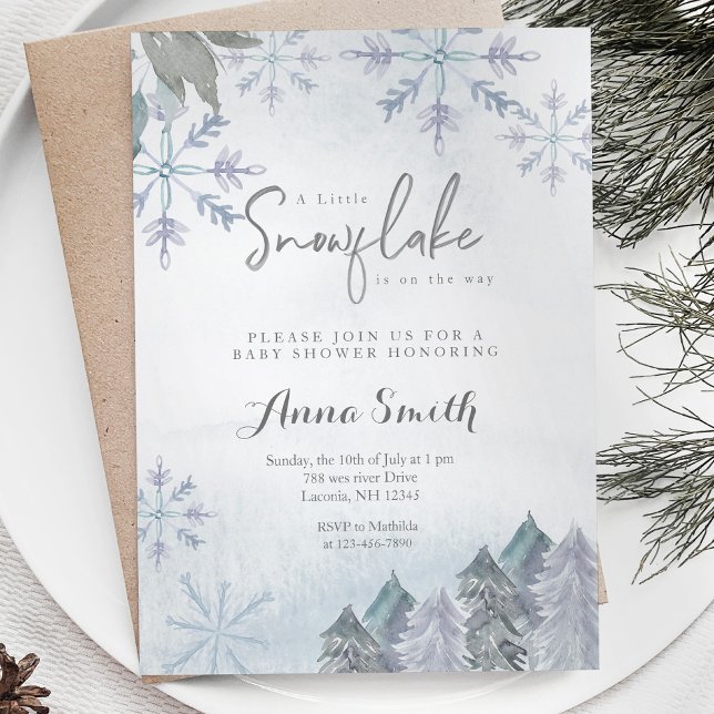 Winter little snowflake is on the way baby shower invitation (Creator Uploaded)