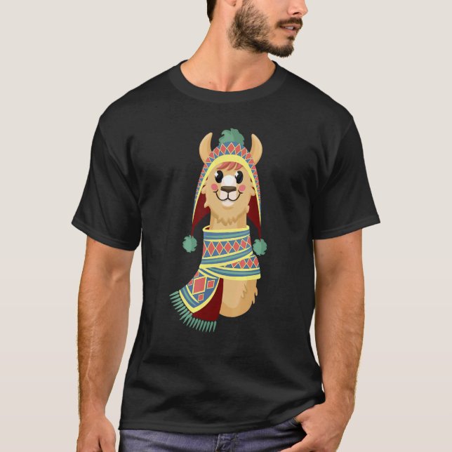 Winter Llama Alpaca Boy  Girl  Kids T-Shirt (Front)